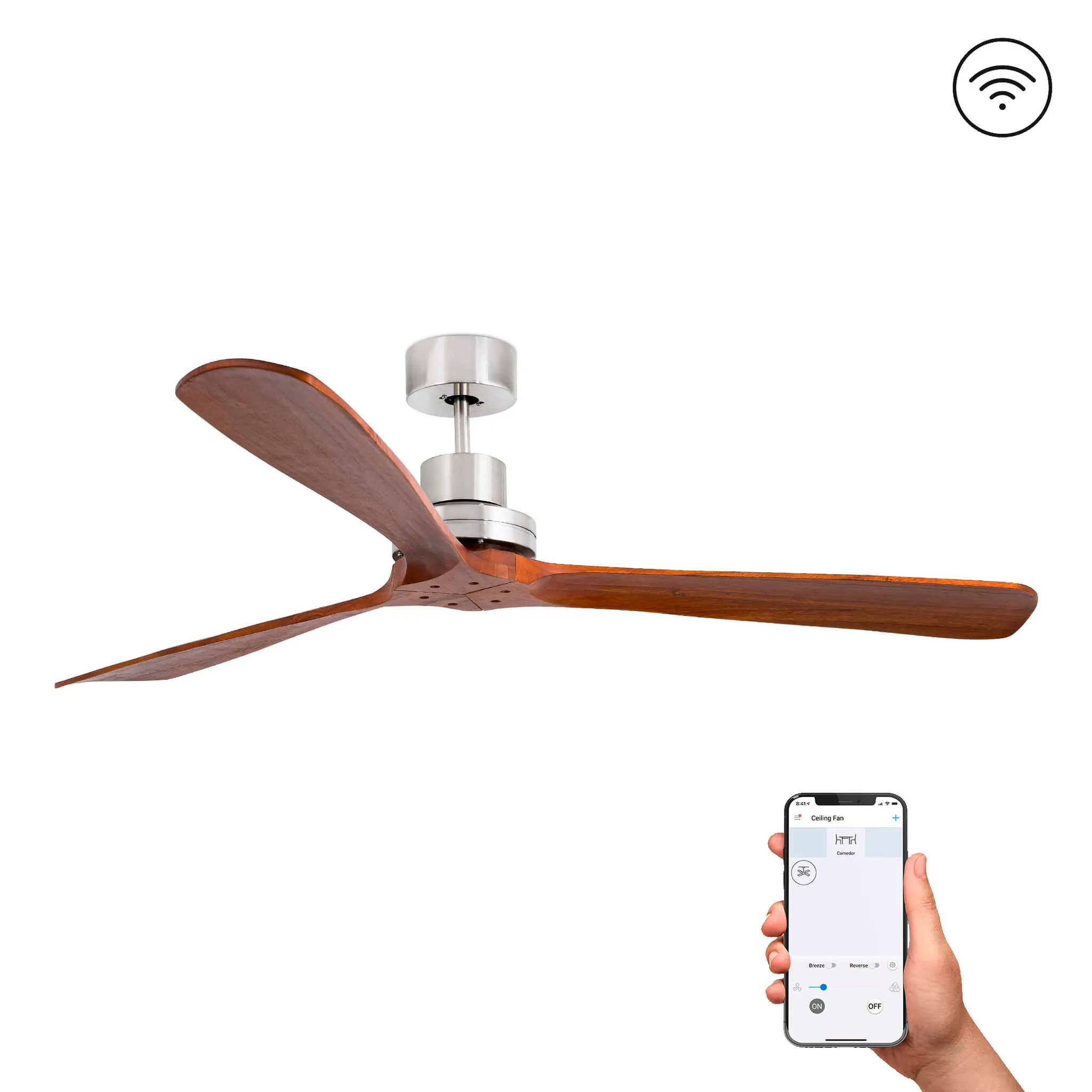 LANTAU XL Matt nickel ceiling fan with DC motor SMART